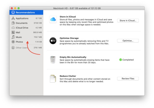 hard disk usage in Mac
