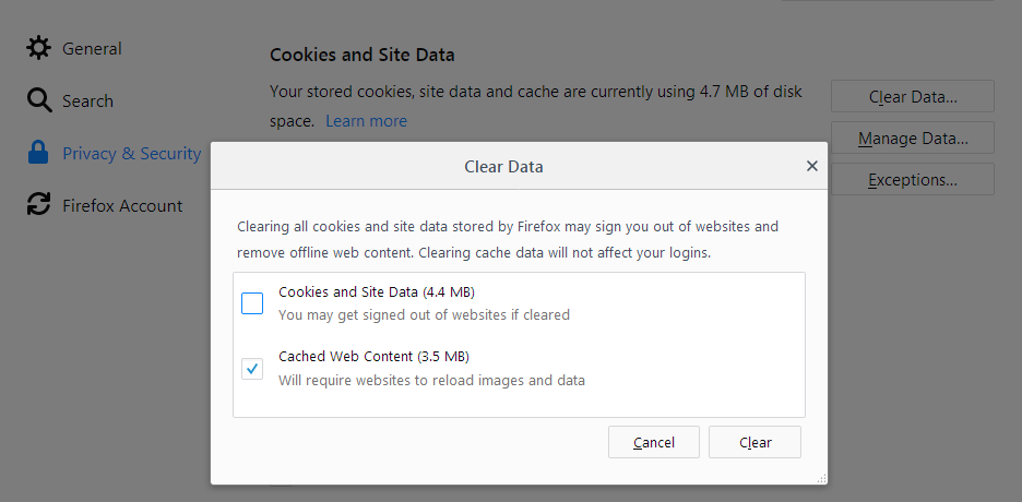How to delete cookies on Mozilla firefox
