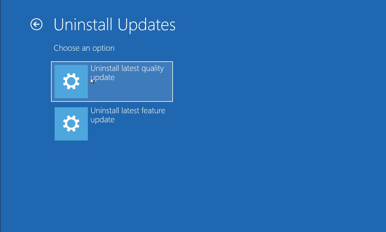 Uninstall recent windows update